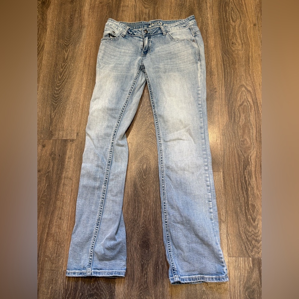 Janie Light Blue Straight Leg Women's Jeans-Western
